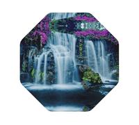 Waterfall And Flowerprint Leather Coasters Set,Suitable For Restaurants, Kitchens, Offices And So On Set Of 6
