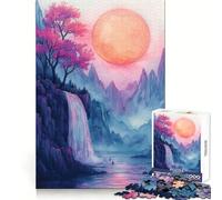 Waterfall And Giant Moon Jigsaw Puzzles 1000 Pieces Think Training Quiet Recreation Defined Edges Heartfelt Gift (38x52cm)