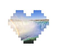 Waterfall and rainbow Printed Jigsaw Puzzle 10.8x12.8 CM, Heart-Shaped Puzzle Challenging Game for Adults, Fun Decorative Wall Decor