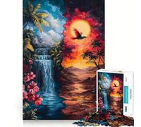 Waterfall And Sunset 1000 Piece Jigsaws Creative Skill Toy Tight Lock No Loose Pieces Bonding Activity for Loved Ones (38x26cm)