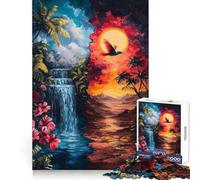 Waterfall And Sunset 1000 Pieces Jigsaw Puzzles for Adults Sharp Memory Serene Escape Neat Edges Ideal Present (38x26cm)