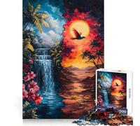 Waterfall And Sunset Adult Jigsaw1000 Pieces Clear Thinking Restful Escape Precise Edges (50x75cm)