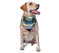 Waterfall And Swimming Pool In The Yard Printed Graphic Pet Triangle Scarf For Dogs & Cats, Adjustable Cute Pet Bandana For & Photo Shoots