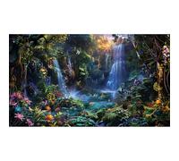 Waterfall Aquarium Background Enchanted Fantasy Forest Vibrant Blooms Fish Tank Background Tropical Forest Tranquil Stream Reptile Tank Backgrounds Fairy Rainforest Terrarium Backgrounds 24x16in