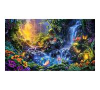 Waterfall Aquarium Background Fantasy Garden Flowers Fireflies Fish Tank Background Misty Glen Valley Wonderland Reptile Tank Backgrounds Fairies Magical Lights Tranquil Pond Tank Backgrounds 24x12in