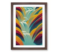 Waterfall Art Deco Vol.1 Framed Print | A2 Walnut Framed Wall Art | Ready to Hang | Art Deco Landscape Picture | Living Room Bedroom Lounge Office