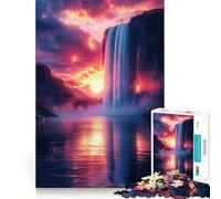 Waterfall at Sunset 1000 Piece Teenager Puzzles Brain Boosting Play Tight Interlock No Gaps Relaxing Indoor Group Activity (38x26cm)