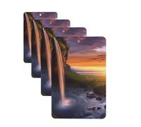 Waterfall at Sunset Car Air Freshener Cards Set of 4 Pieces Long Lasting Hanging Scented Cards Auto Aromatherapy Tablets Personalized Car Fresheners Gifts for Men Women - Lavender Scent