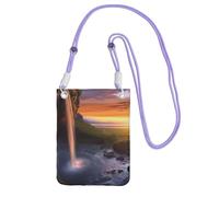 Waterfall at Sunset Crossbody Phone Bag for Women Men Waterproof Mini Cellphone Purse Wallet Small Crossbody Bags, Purple, One Size