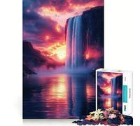 Waterfall at Sunset Jigsaw Puzzles 1000 Cognitive Skill Toy Smooth Burr Free Surface Relaxing Indoor Group Activity (38x52cm)
