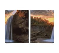 Waterfall at Sunset Passport Holder for Women Men PU Leather Passport Travel Wallet with Multiple Pockets