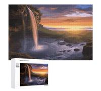 Waterfall at Sunset Puzzles for Adults Wooden Jigsaw Puzzle with Storage Box Personalized Exquisite Wooden Puzzle for Home Wall Decorative Puzzles&Relaxing Gifts 1000 PCS Pieces