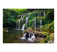 Waterfall Backdrop Tropical Rainforest Nature Landscape Photography Background Lush Green Forest Tranquil Lake Stream Backdrop Decor for Adventure Travel Vacation Hiking Concept Photo Props 7x5ft