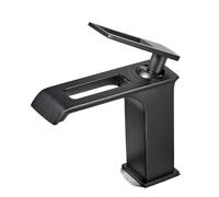 Waterfall Basin Faucet Bathroom All Copper hot and Cold wash Under Counter Black Gold EL2549(DVPEN01-SL,G9/16)