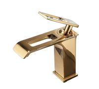 Waterfall Basin Faucet Bathroom All Copper hot and Cold wash Under Counter Black Gold EL2549(DVPPS02,G1/2)