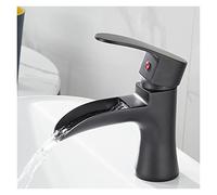 Waterfall Basin Faucet Bathroom Deck Mounted Gold Sink Tap Cold and Hot Water Mixer Tap Brass Chrome Vanity Vessel Sink Faucets (Color : Tall Black) (Tall Black)