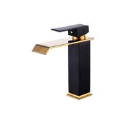 Waterfall Basin Faucet Gold and Black Sink Waterfall Bathroom Deck Mounted washbasin(DVPEN01-SL)