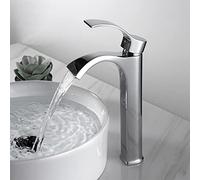 Waterfall Basin Faucet, Single Handle Bathroom Sink Tap, Chrome Plated Tall Design, Modern Single Lever with Waterfall Spout, Easy Installation, Durable Construction