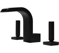 Waterfall Basin Mixer Tap Double Handle 3-Hole Bathroom Faucets Splash-Proof Handwashing Mixer Ceramic Valve
