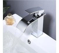 Waterfall Basin Mixer Tap Flat Nozzle Hot and Cold Bathroom Taps Mixer Waterfall Single Hole Basin Taps Mixers,Chrome