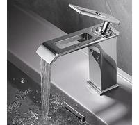 Waterfall Basin Mixer Tap - rass Bathroom Faucet Hot & Cold Water Basin Tap for Modern Bathrooms Stylish Waterfall Design & Easy to Install