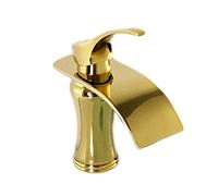 Waterfall Basin Sink Mixer Tap Bathroom with Lever Single Handle Chrome High Rise Brass Tap, Basin Tap Bathroom Sink Mixer Tap, Lever Single Handle Chrome Leadless Brass Faucet,Gold