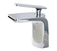 Waterfall Basin Tap Hot and Cold Water Bathroom Faucet Brass Single Handle Basin Faucet The Water is Soft and Does Not Splash Comes with Two Hoses,Black(Gold)