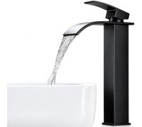 Waterfall Basin Tap, Tall Bathroom Sink Mixer Tap Hot & Cold | Hot and Cold Faucet, Matte Finish Design, Leak-Resistant, Ideal for Countertop Basins, Modern Waterfall Spout