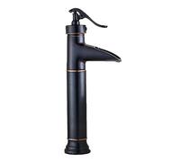 Waterfall Basin Taps Single Handle Retro Bathroom Mixer Tap Basin Hot and Cold High Rise Bathroom Tap Retro Black (Antique) (Retro Black) LWX