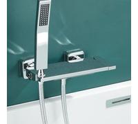 Waterfall Bath Mixer Taps with Shower Wall Mounted Single Lever Waterfall Mixer Taps for Freestanding Bath,Chrome Plated