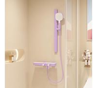 Waterfall Bath Tap with 3 Mode Hand Shower Bathroom Shower Mixer Set with Rigid Riser Shower Rail Kit,Purple