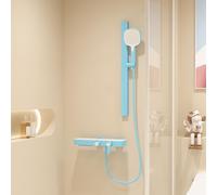 Waterfall Bath Tap with 3 Mode Hand Shower Bathroom Shower Mixer Set with Rigid Riser Shower Rail Kit,Blue