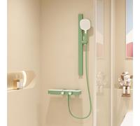 Waterfall Bath Tap with 3 Mode Hand Shower Bathroom Shower Mixer Set with Rigid Riser Shower Rail Kit,Green