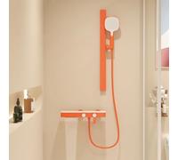 Waterfall Bath Tap with 3 Mode Hand Shower Bathroom Shower Mixer Set with Rigid Riser Shower Rail Kit,Orange Color