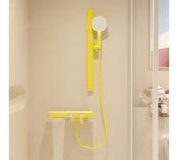 Waterfall Bath Tap with 3 Mode Hand Shower Bathroom Shower Mixer Set with Rigid Riser Shower Rail Kit,Yellow