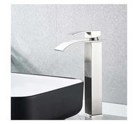 Waterfall Bathroom Basin Chrome countertop Mounted hot and Cold Water Mixer tap Tall Type(Nickel)