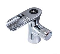 Waterfall Bathroom Basin Faucet with Digital Temperature Display, Dual Temperature Control for Custom Water Flow, Splash Proof Aerated Outlet, Brass Construction (silver)