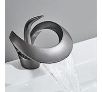 Waterfall Bathroom Counter Top Taps Bath Basin Mixer Tap Mono Brass Faucet,Grey,Low