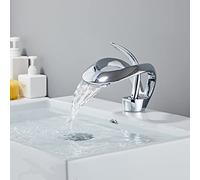 Waterfall Bathroom Counter Top Taps Bath Basin Mixer Tap Mono Brass Faucet,Plating,Low