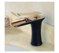 Waterfall Bathroom Faucet Deck Mounted Hot & Cold Mixer Antique Bronze Chrome Finish Stylish Sink Tap for Home Use Modern Design with Black Accents