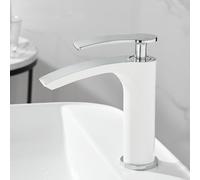 Waterfall Bathroom Faucet White & Chrome Hot & Cold Sink Mixer Tap Modern Basin Tap Stylish Washbasin Waterfall Faucet Low Flow Design Elegant Bathroom Fixtures