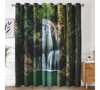 Waterfall Blackout Curtains for Living Room Bedroom, Natural Landscape Forest Eyelet Thermal Window Treatments 72 Drop - 2 Panels 46 x 72 Inch, Home Decor pw&17