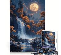 Waterfall by Moonlight 1000 Pieces Puzzles for Adults Cognitive Boost Mindful Escape Tight Lock (50x75cm)