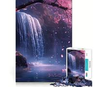 Waterfall Cherry Blossom 1000 Pieces Puzzles for Teenagers Mind Boost Fun High Accuracy Cutting Craft Calming Mental Break Activity (38x52cm)