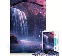 Waterfall Cherry Blossom Jigsaw Puzzle 1000 Recall Fun Play Advanced Laser Cutting Tech Holiday Indoor Entertainment Toy (50x75cm)