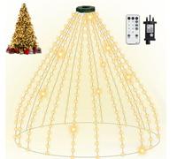 Waterfall Christmas Tree Lights Indoor, 2.5M X16 Strands 400 LEDs Warm White Xmas Tree Lights Mains Powered, Waterproof 8 Modes Timer Fairy String Lights for Indoor Outdoor Christmas Tree Decoration