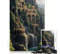 Waterfall Cityscape with Arches And Architecture Jigsaw Puzzle for Adults 1000 Pieces Creative Think Stress Relief Fun Exact Edges Thoughtful Xmas (50x75cm)