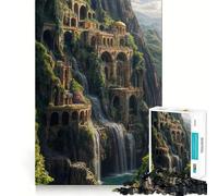 Waterfall Cityscape with Arches And Architecture Puzzle for Adults 1000 Pieces Memory Play Game Firm Fit Secure Assembly Meaningful Connection Building Game (38x52cm)