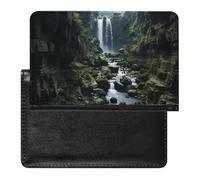 Waterfall Cliff Passport Holder Unisex-adult Waterproof Travel Passport Cover Wallet Card Case Documents Organizer Protector Holder