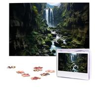 Waterfall cliff Puzzles 1000 Pieces Personalized Jigsaw Puzzles Photos Puzzle for Adults Challenging Picture Puzzle with storage bag Puzzles for Men Women Home Decor (10.2" x 15")